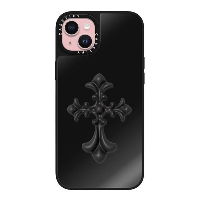 CASETiFY iPhone 15 Plus ケース Black on Black ミラーケース MagSafe対応 Y2K Cross Heritage