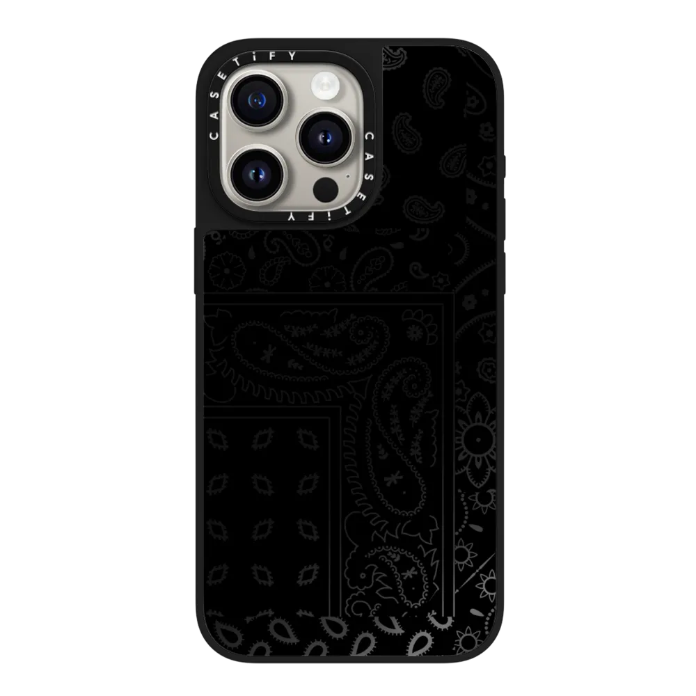 Mirror iPhone 15 Pro Max Case MagSafe Compatible - Paisley Case - Black