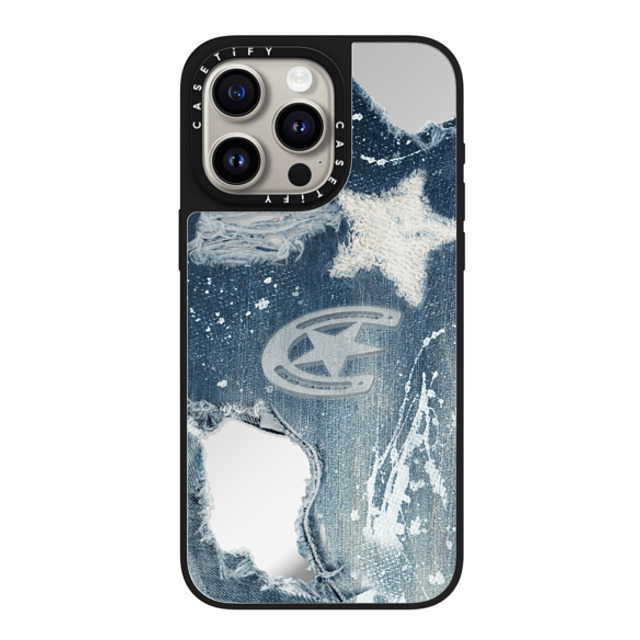 CASETiFY iPhone 15 Pro Max ケース Silver on Black ミラーケース MagSafe対応 Pattern Denim