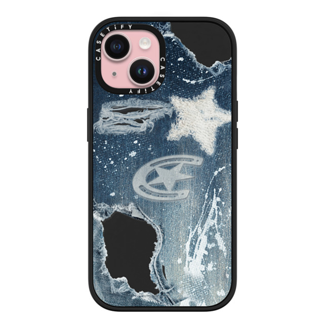 CASETiFY iPhone 15 ケース マットブラック インパクトケース MagSafe対応 Pattern Denim