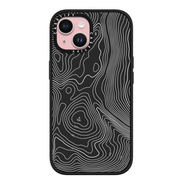 CASETiFY iPhone 15 ケース マットブラック インパクトケース MagSafe対応 nature,Pattern Topography Map