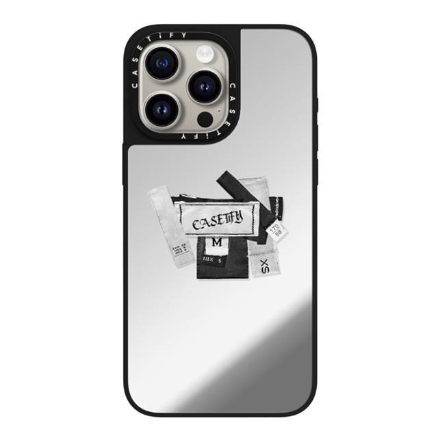 CASETiFY iPhone 15 Pro Max ケース Silver on Black ミラーケース MagSafe対応 Y2K Tag Collage