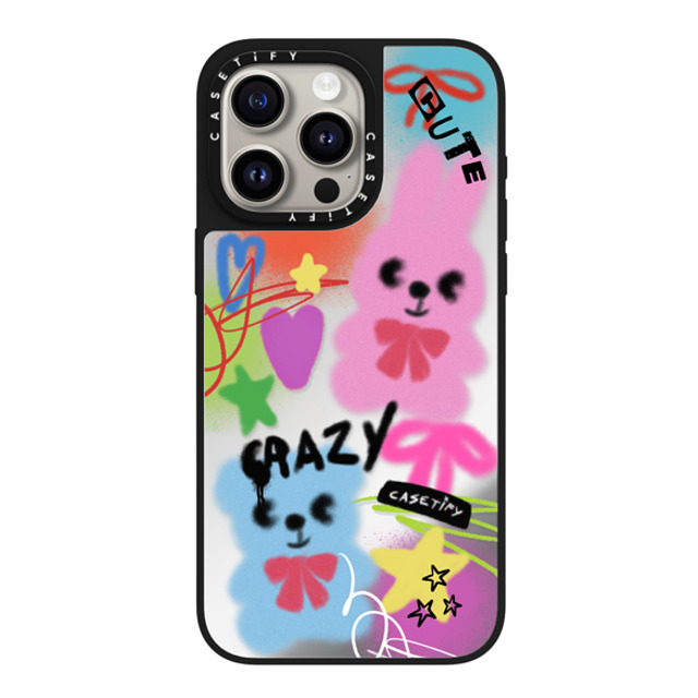 CASETiFY iPhone 15 Pro Max ケース Silver on Black ミラーケース MagSafe対応 Street Art Cute & Crazy