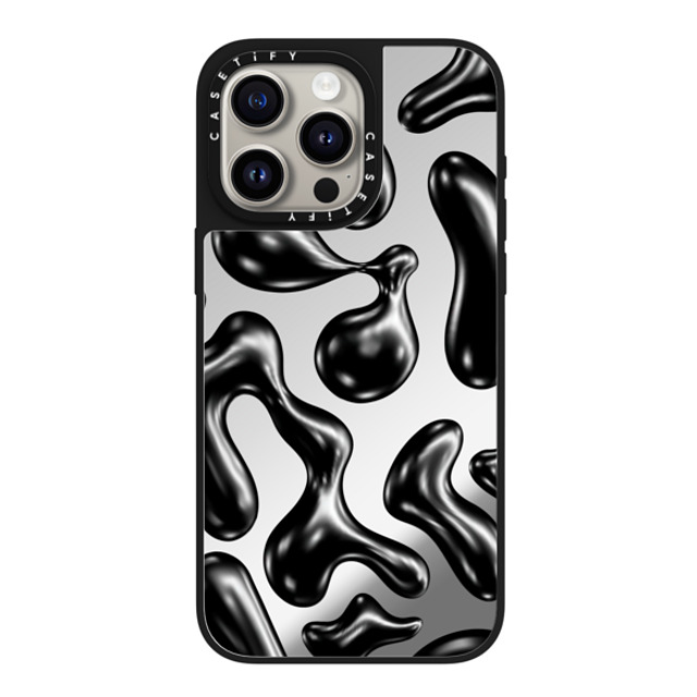 CASETiFY iPhone 15 Pro Max ケース Silver on Black ミラーケース MagSafe対応 Y2K,Pattern Liquid Groovy