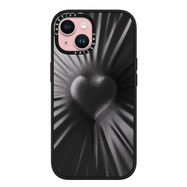 CASETiFY iPhone 15 ケース マットブラック インパクトケース MagSafe対応 Y2K Leather Heart