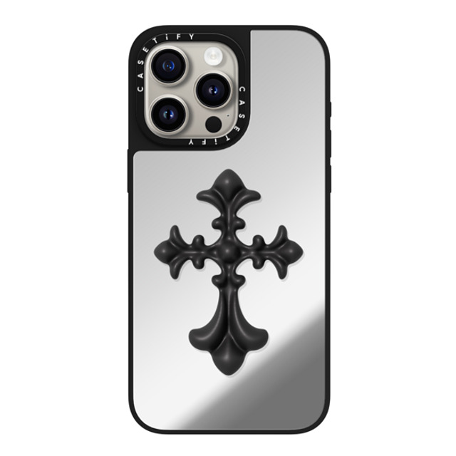 CASETiFY iPhone 15 Pro Max ケース Silver on Black ミラーケース MagSafe対応 Y2K Cross Heritage