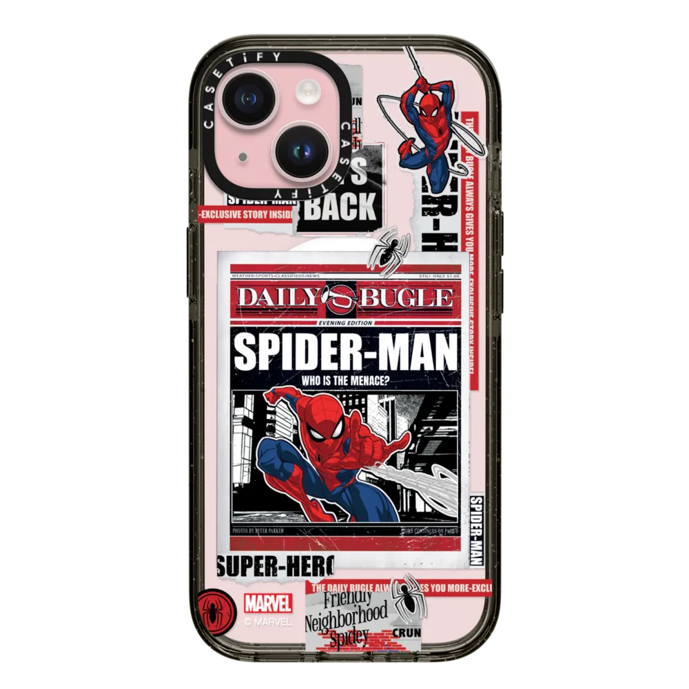 Impact iPhone 15 Case MagSafe Compatible - Spider-Man Newspaper Sticker Case