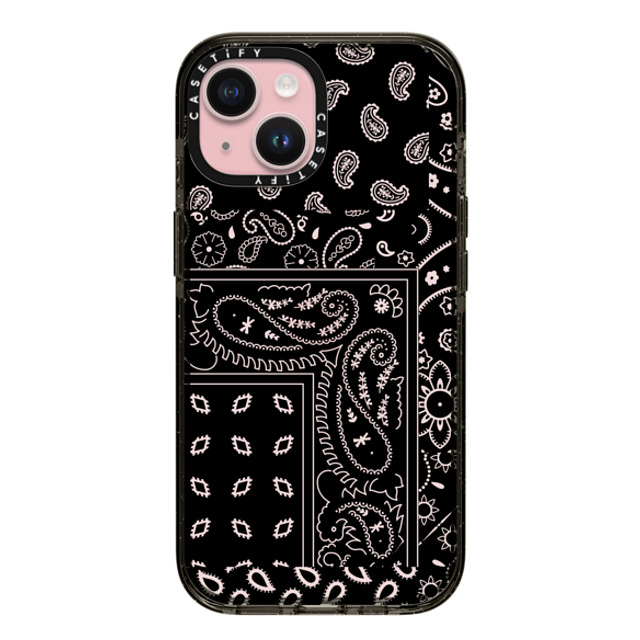 CASETiFY iPhone 15 ケース ブラック インパクトケース Paisley Case - Black casetify