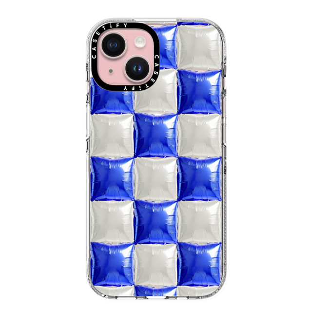 CASETiFY iPhone 15 ケース クリア クリア ケース MagSafe対応 Y2K,Pattern Balloon Checkers - Royal Blue