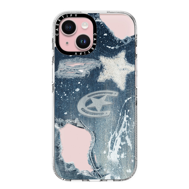 CASETiFY iPhone 15 ケース クリア クリア ケース MagSafe対応 Pattern Denim