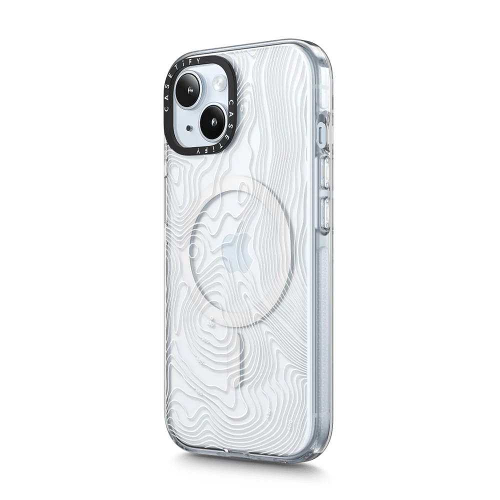 Clear iPhone 15 Case MagSafe Compatible - Topography Map