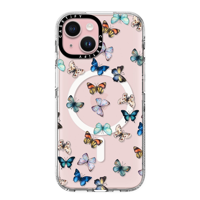 CASETiFY iPhone 15 ケース クリア クリア ケース MagSafe対応 Animal Noir Butterfly