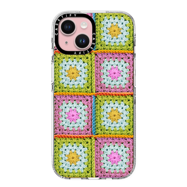 CASETiFY iPhone 15 ケース クリア クリア ケース MagSafe対応 Cottagecore Crochet Granny Squares