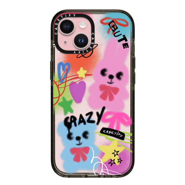 CASETiFY iPhone 15 ケース ブラック インパクトケース Street Art Cute & Crazy