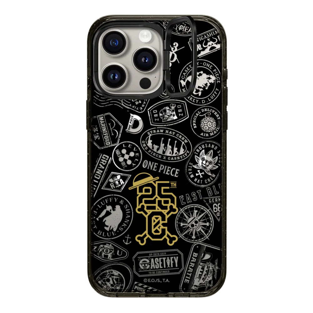 Impact Ring Stand iPhone 15 Pro Max Case MagSafe Compatible - ONE PIECE 25th Chronicle Stamp Case