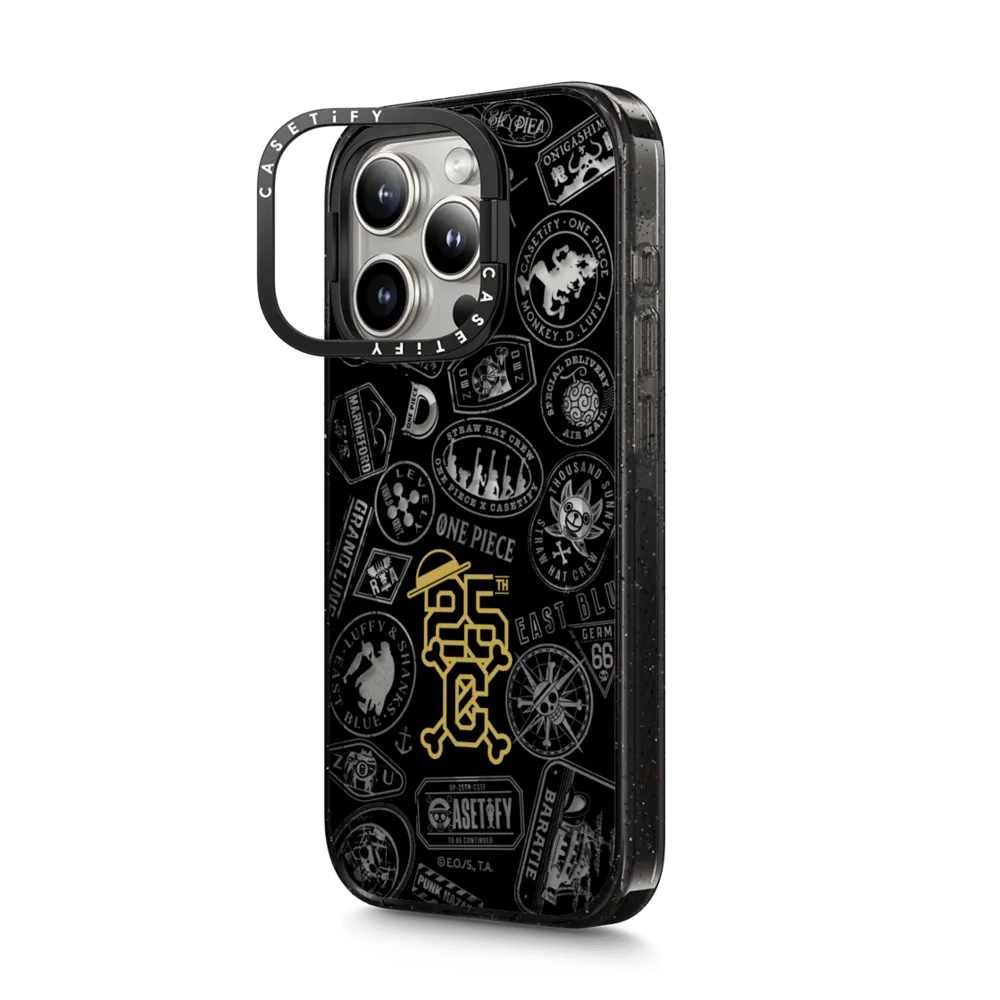 Impact Ring Stand iPhone 15 Pro Max Case MagSafe Compatible - ONE PIECE 25th Chronicle Stamp Case