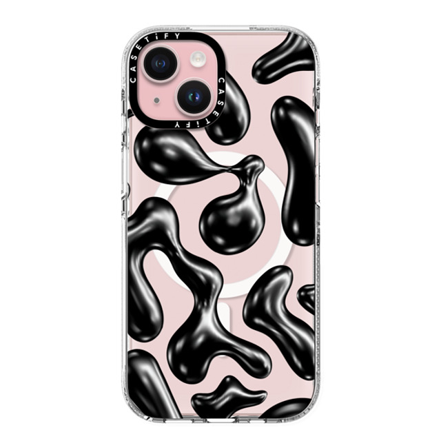 CASETiFY iPhone 15 ケース クリア クリア ケース MagSafe対応 Y2K,Pattern Liquid Groovy