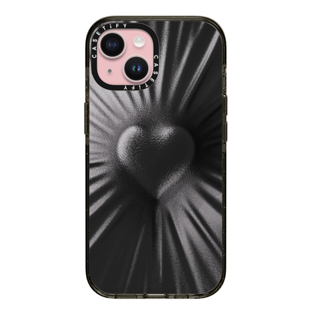 CASETiFY iPhone 15 ケース ブラック インパクトケース Y2K Leather Heart