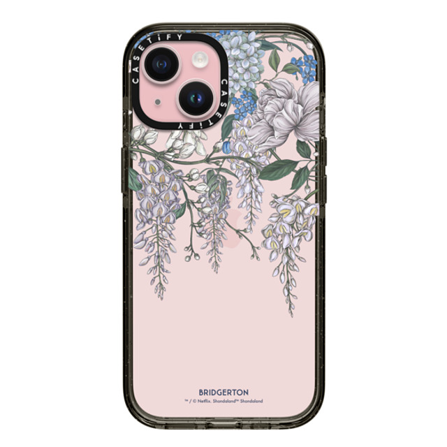 Bridgerton x CASETiFY iPhone 15 �P�[�X �u���b�N �C���p�N�g�P�[�X Bridgerton Draping Wisteria Custom Case