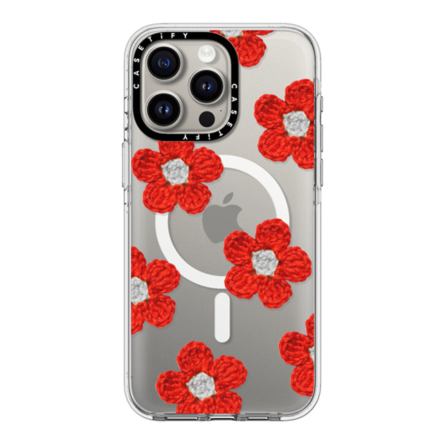 CASETiFY iPhone 15 Pro Max ケース クリア クリア ケース MagSafe対応 Y2K,Pattern Crochet Flowers - Red