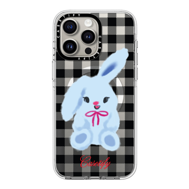 CASETiFY iPhone 15 Pro Max ケース クリア クリア ケース MagSafe対応 Animal,Cartoon Bunny with Plaid