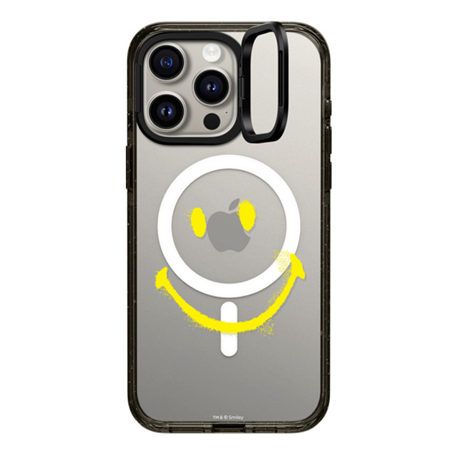 Smiley x CASETiFY iPhone 15 Pro Max �P�[�X �u���b�N �C���p�N�g�����O�X�^���h�P�[�X MagSafe�Ή� Smiley Graffiti Custom Phone Case - Yellow Smile
