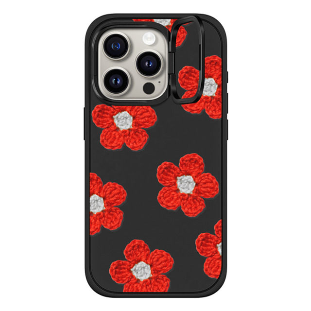 CASETiFY iPhone 15 Pro ケース マットブラック インパクトリングスタンドケース MagSafe対応 Pattern,Y2K Y2K,Pattern Crochet Flowers - Red Father's Day CASETiFY iPhone 15 Pro ケース マットブラック インパクトリングスタンドケース MagSafe対応 Pattern,Y2K Y2K,Pattern Crochet Flowers - Red Father's Day