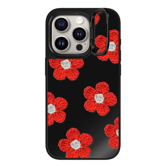 CASETiFY iPhone 15 Pro Case Black on Black ミラー リングスタンドケース MagSafe対応 Pattern,Y2K Y2K,Pattern Crochet Flowers - Red Back to School CASETiFY iPhone 15 Pro Case Black on Black ミラー リングスタンドケース MagSafe対応 Pattern,Y2K Y2K,Pattern Crochet Flowers - Red Back to School