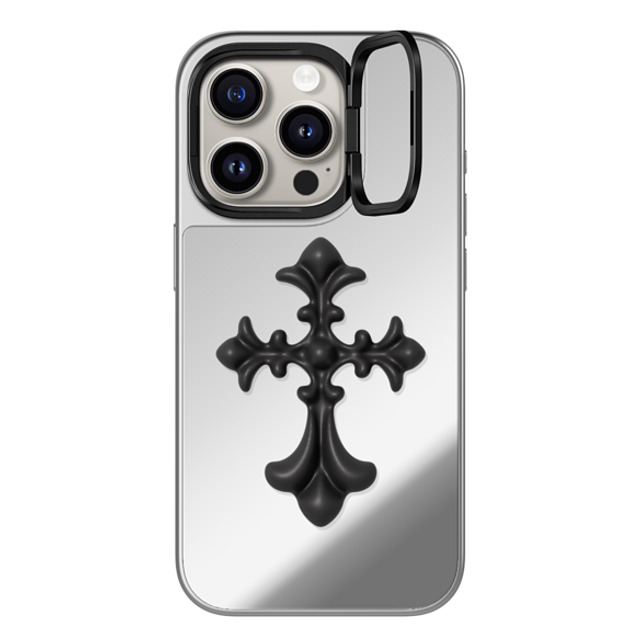 CASETiFY iPhone 15 Pro Case シルバー (シルバーバンパー) ミラー リングスタンドケース MagSafe対応 Y2K Y2K Cross Heritage Back to School CASETiFY iPhone 15 Pro Case シルバー (シルバーバンパー) ミラー リングスタンドケース MagSafe対応 Y2K Y2K Cross Heritage Back to School
