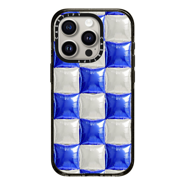 CASETiFY iPhone 15 Pro ケース ブラック インパクトケース Y2K,Pattern Balloon Checkers - Royal Blue