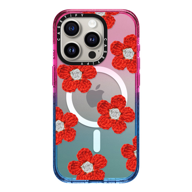 CASETiFY iPhone 15 Pro ケース Cotton Candy インパクトケース MagSafe対応 Pattern,Y2K Y2K,Pattern Crochet Flowers - Red Father's Day CASETiFY iPhone 15 Pro ケース Cotton Candy インパクトケース MagSafe対応 Pattern,Y2K Y2K,Pattern Crochet Flowers - Red Father's Day