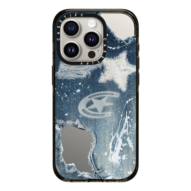 CASETiFY iPhone 15 Pro ケース ブラック インパクトケース Pattern Denim