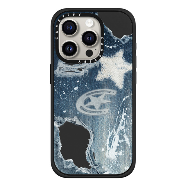 CASETiFY iPhone 15 Pro ケース マットブラック インパクトケース MagSafe対応 Pattern Denim