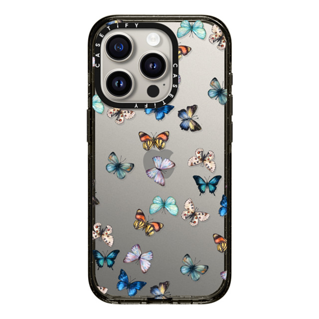 CASETiFY iPhone 15 Pro ケース ブラック インパクトケース Animal Noir Butterfly