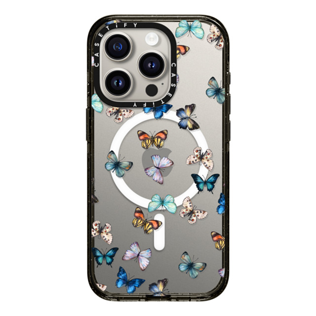 CASETiFY iPhone 15 Pro ケース ブラック インパクトケース MagSafe対応 Animal Noir Butterfly