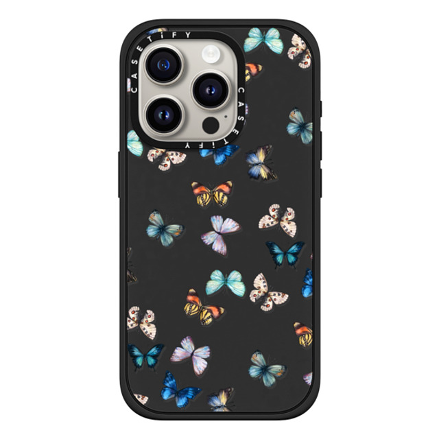 CASETiFY iPhone 15 Pro ケース マットブラック インパクトケース MagSafe対応 Animal Noir Butterfly