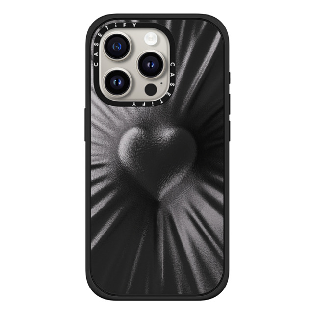 CASETiFY iPhone 15 Pro ケース マットブラック インパクトケース MagSafe対応 Y2K Leather Heart