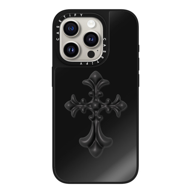 CASETiFY iPhone 15 Pro ケース Black on Black ミラーケース MagSafe対応 Y2K Cross Heritage