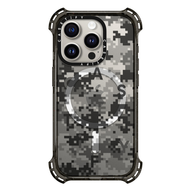 CASETiFY iPhone 15 Pro ケース ブラック バウンスケース Pattern Pattern Gray Camo Father's Day CASETiFY iPhone 15 Pro ケース ブラック バウンスケース Pattern Pattern Gray Camo Father's Day