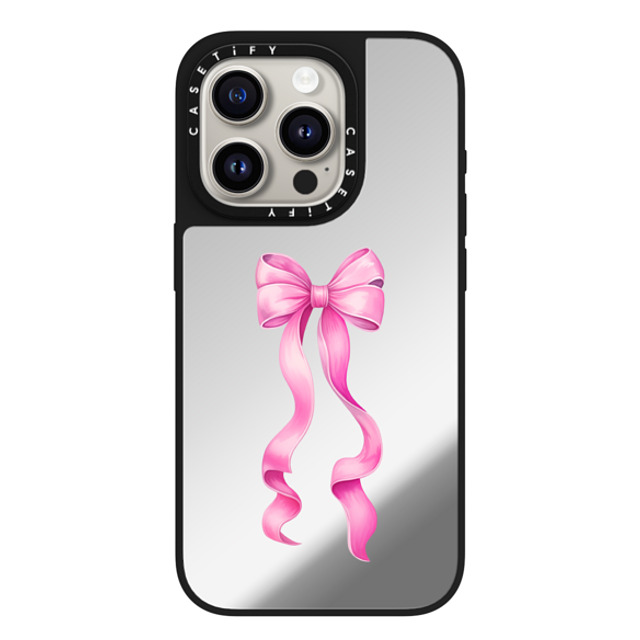 CASETiFY iPhone 15 Pro Case Silver on Black ミラーケース MagSafe対応 Ribbon,Y2K Put A Bow On It CASETiFY iPhone 15 Pro Case Silver on Black ミラーケース MagSafe対応 Ribbon,Y2K Put A Bow On It