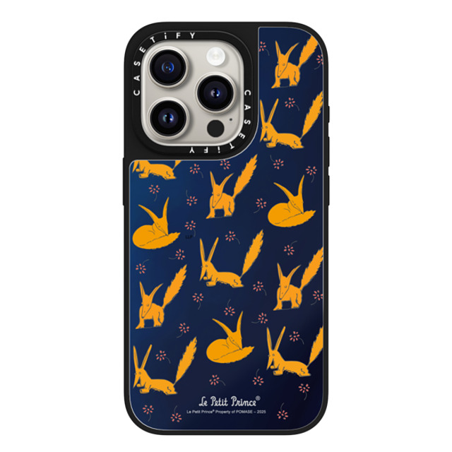 ���̉��q���� x CASETiFY iPhone 15 Pro �P�[�X Silver on Black �~���[�P�[�X MagSafe�Ή� Le Petit Prince Fox Case