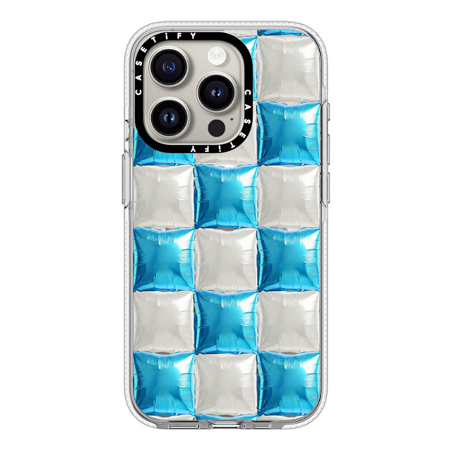 CASETiFY iPhone 15 Pro ケース クリア クリア ケース MagSafe対応 Y2K,Pattern Balloon Checkers - Sky Blue