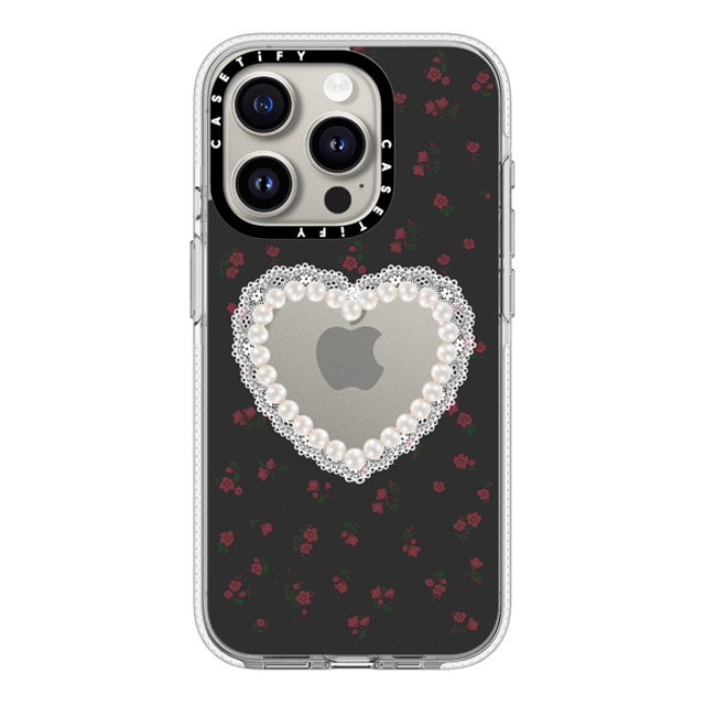 CASETiFY iPhone 15 Pro ケース クリア クリア ケース MagSafe対応 Heart,Cottagecore Gothic Pearly Heart