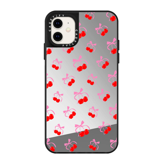 CASETiFY iPhone 11 ケース Silver on Black ミラーケース Cherry,Ribbon Cherry,Pattern,Ribbon Cherries Jubilee Back to School CASETiFY iPhone 11 ケース Silver on Black ミラーケース Cherry,Ribbon Cherry,Pattern,Ribbon Cherries Jubilee Back to School