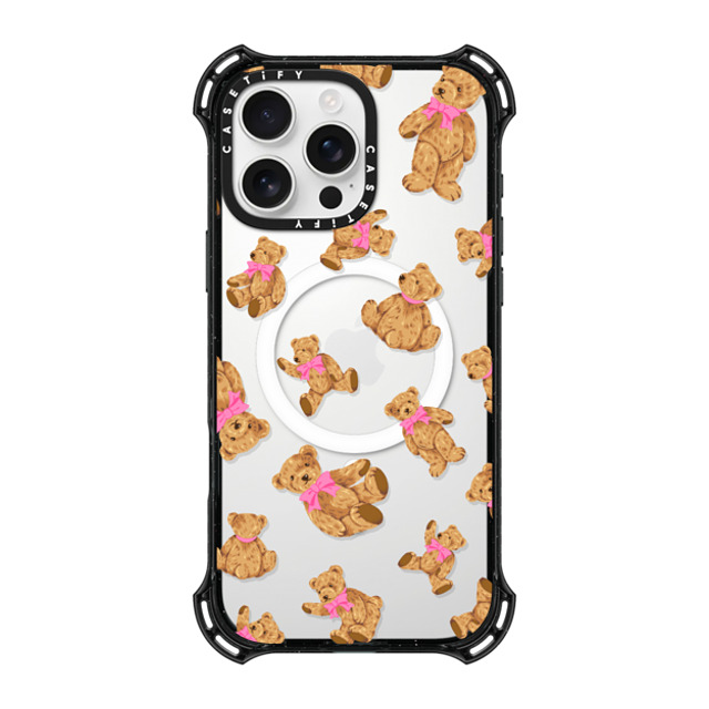 CASETiFY iPhone 16 Pro Max ケース ブラック バウンスケース Animal,Pattern Beary Sweet