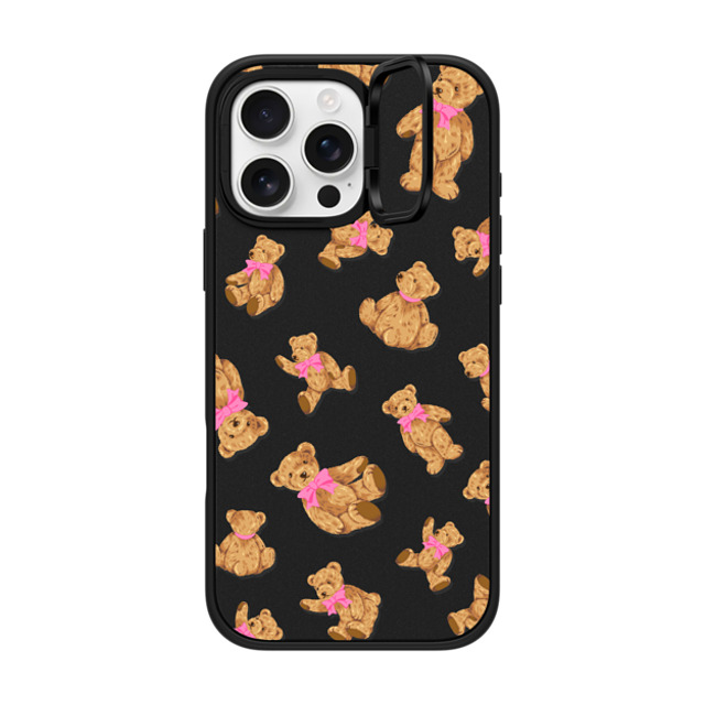 CASETiFY iPhone 16 Pro Max ケース マットブラック インパクトリングスタンドケース MagSafe対応 Animal,Pattern Beary Sweet