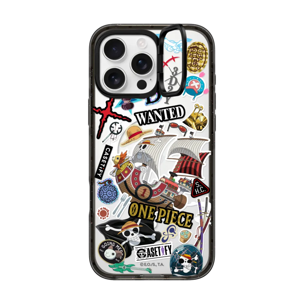 Impact Ring Stand iPhone 16 Pro Max Case MagSafe Compatible - ONE PIECE 25th Straw Hat Crew Sticker Case