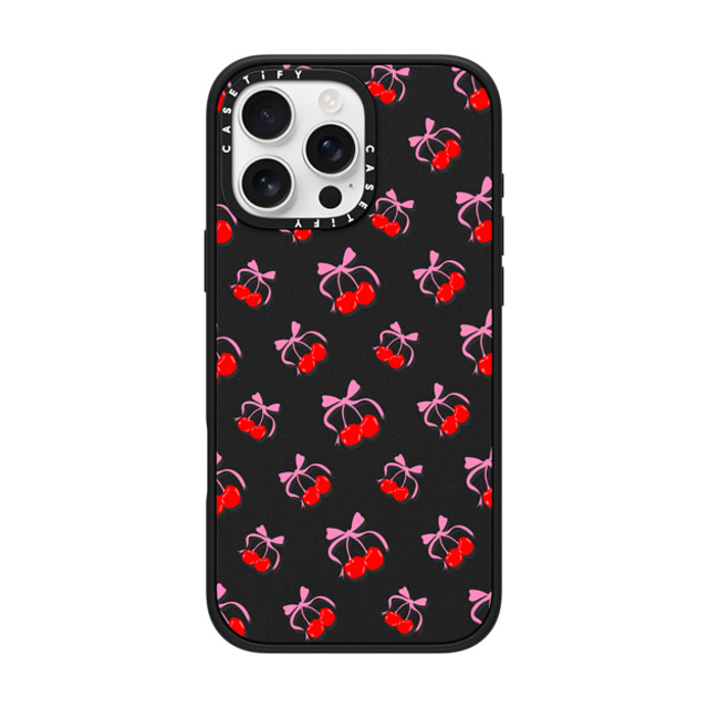 CASETiFY iPhone 16 Pro Max ケース マットブラック インパクトケース MagSafe対応 Pattern Cherries Jubilee