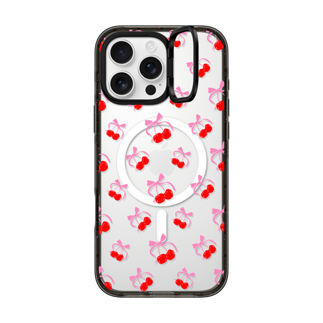 CASETiFY iPhone 16 Pro Max ケース ブラック インパクトリングスタンドケース MagSafe対応 Pattern Cherries Jubilee