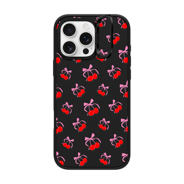 CASETiFY iPhone 16 Pro Max ケース マットブラック インパクトリングスタンドケース MagSafe対応 Pattern Cherries Jubilee